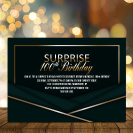 Sofistikerad Grönt Guld 100:e överraskningsdagen Inbjudningar