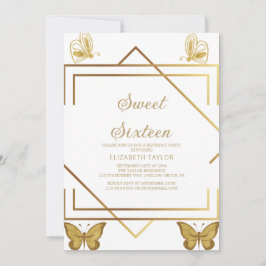 Sofistikerad guld kalligrafi Sweet Sixteen Inbjudningar
