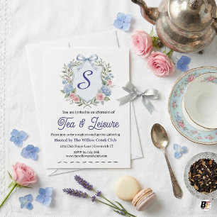 Sofistikerad Hydrangea & Rose i akvarellteknik Cre Inbjudningar