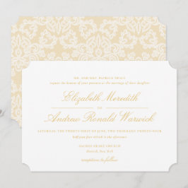 Sofistikerad inbjudan till skribentbröllop i Guld 