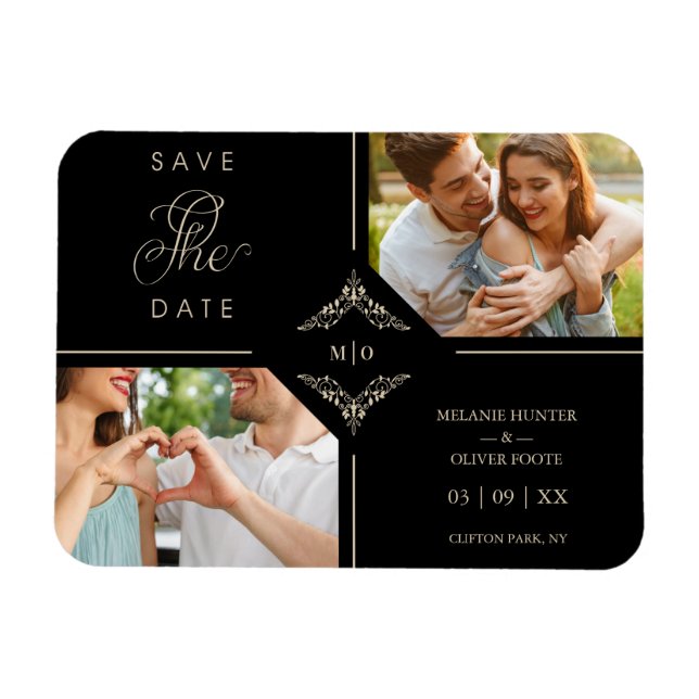 Sofistikerad Initialer i Bröllop, bergsregion Magnet (Horisontell)