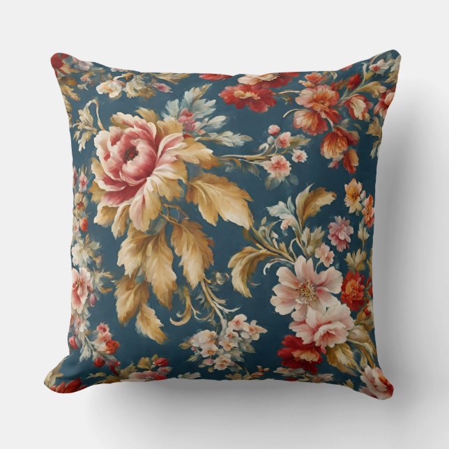 Sofistikerad italiensk vacker Blommigt Kudde (Framsida)