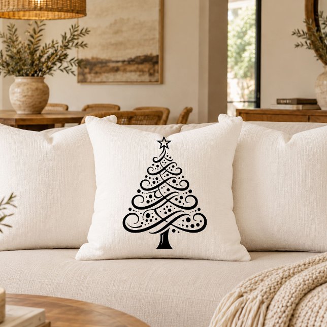 Sofistikerad julgran kontur accentkudde kudde (Sophisticated Christmas Tree Outline Accent Pillow)