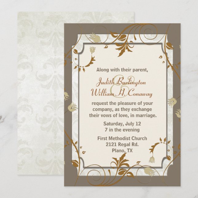 Sofistikerad kallelse till bröllop inbjudningar (Fram/baksida)