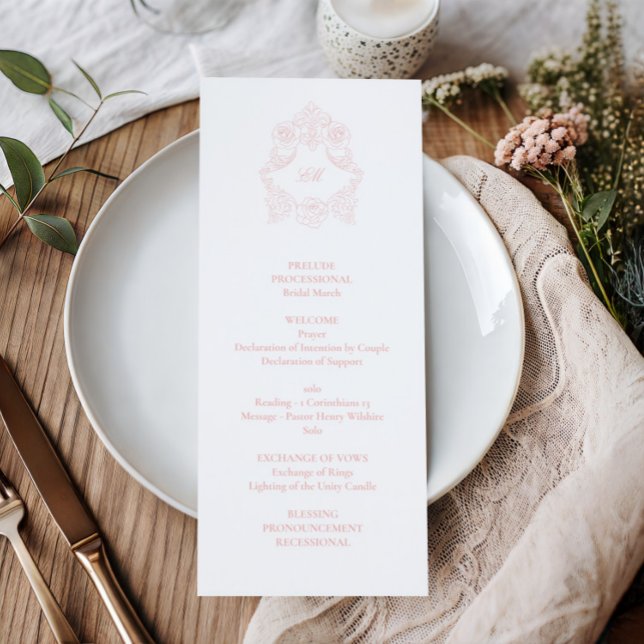 Sofistikerad Klassisk Skript Rosa Bröllop Program (Skapare uppladdad)