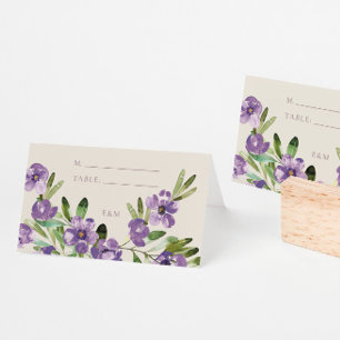 Sofistikerad klassisk Violet Blommigt Bröllop Placeringskort