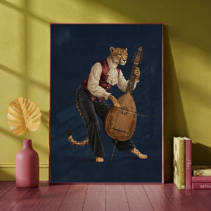 Sofistikerad Leopard som spelar Cello Musik  Poster