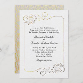 Sofistikerad luxuriös Guld, romersk Bröllop Inbjudningar