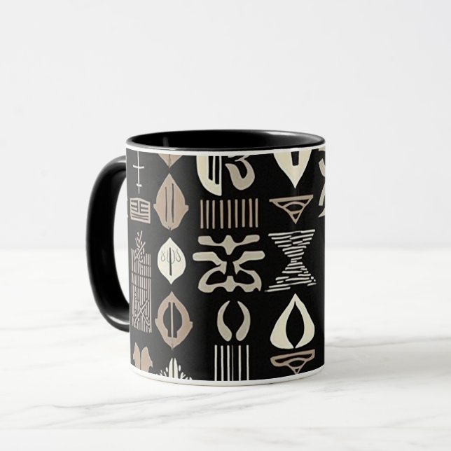Sofistikerad luxury African Caribbean Mudcloth Mugg (Framsida vänster)