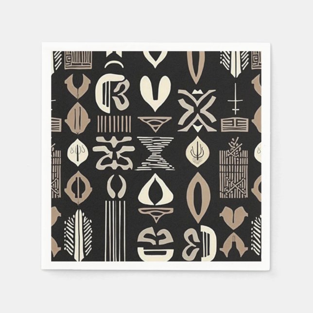 Sofistikerad luxury African Caribbean Mudcloth Pappersservett (Framsidan)