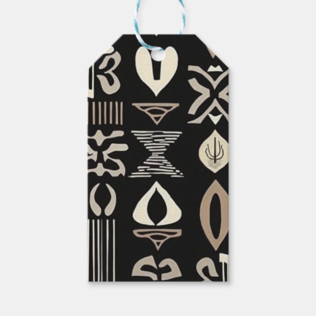 Sofistikerad luxury African Caribbean Mudcloth Presentetikett (Framsidan)