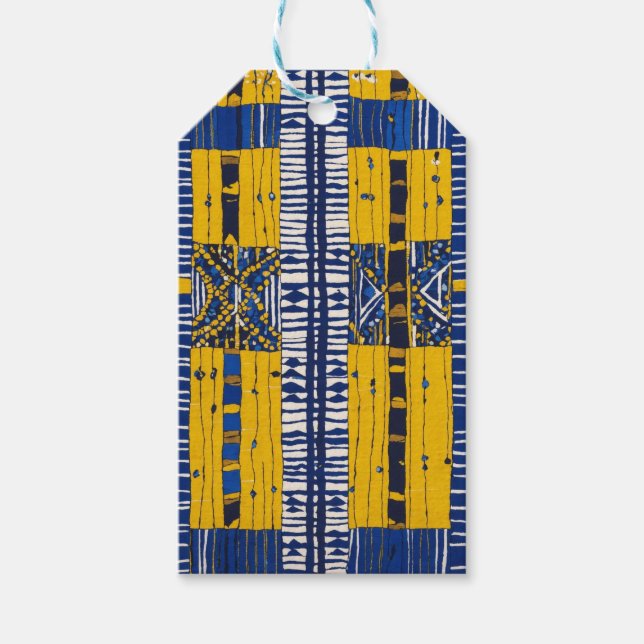 Sofistikerad luxury African Caribbean Mudcloth Presentetikett (Framsidan)