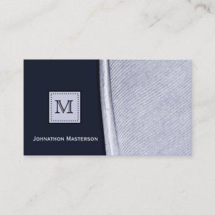 Sofistikerad marin- och silverfjäderMonogram Visitkort