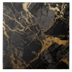 Sofistikerad marmor för svart Guld Kakelplatta