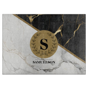 Sofistikerad marmor monogram skärbräda