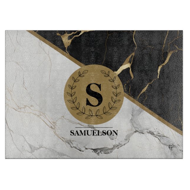 Sofistikerad marmor monogram skärbräda (Framsidan)