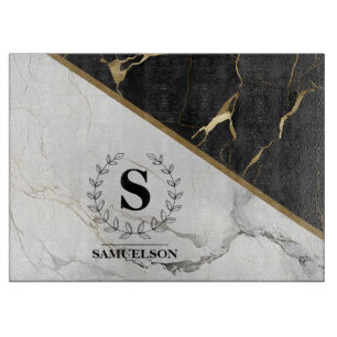 Sofistikerad marmor monogram skärbräda