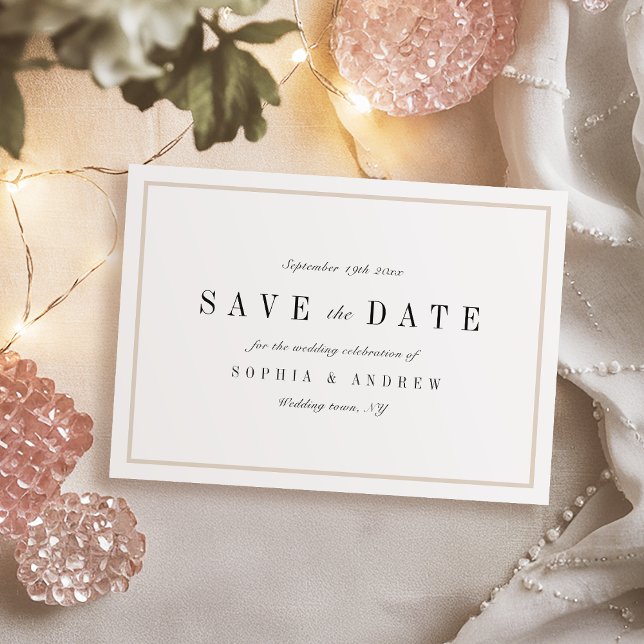 Sofistikerad minimalist bröllop spara datum datumet (Sophisticated minimalist wedding save the date)