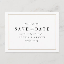 Sofistikerad minimalistisk bröllopsinbjudan sparad meddelande vykort