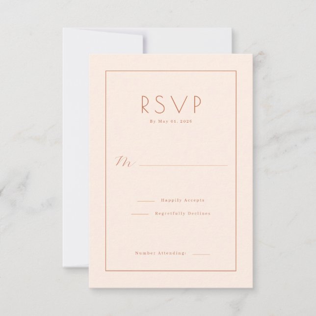 Sofistikerad Minimalistisk Peach RSVP OSA Kort (Framsida)