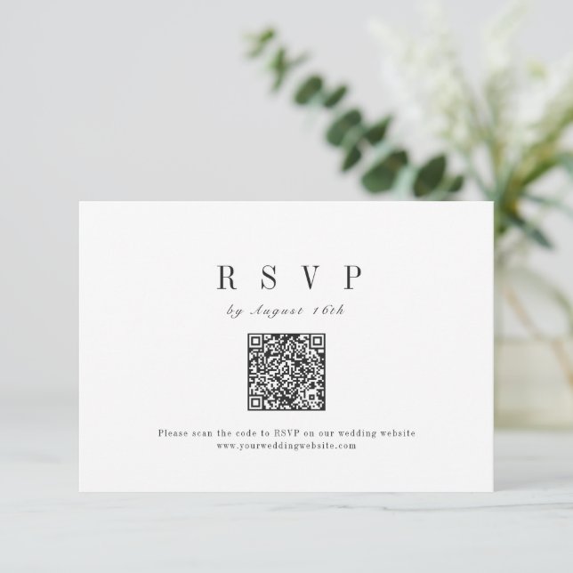 Sofistikerad minimalistisk QR-kod för bröllop OSA Kort (Stående Fram)