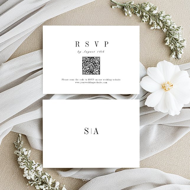 Sofistikerad minimalistisk QR-kod för bröllop OSA Kort (Sophisticated minimalist wedding QR code RSVP Card)