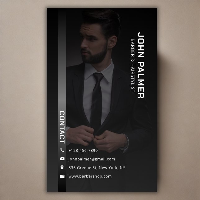 Sofistikerad Modern Barber Salon Hair Stylist Visitkort (Sophisticated Modern Barber Salon Hair Stylist Business Card)
