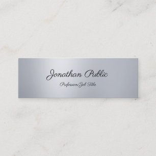 Sofistikerad Modern Freehand Script Silver Plain Mini Visitkort