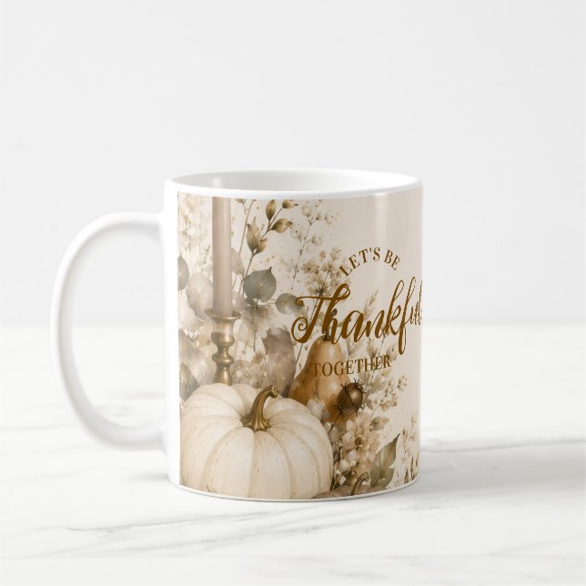 Sofistikerad Modern Neutral Thanksgiving Kaffemugg (Vänster)