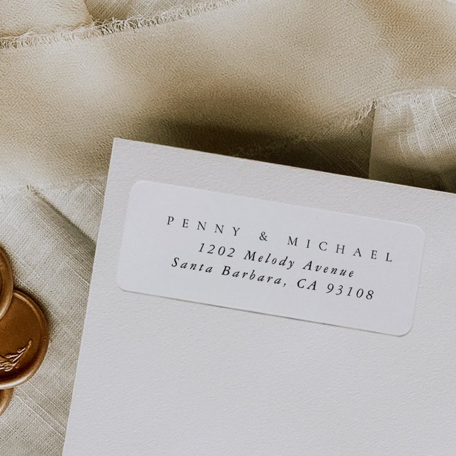 Sofistikerad modern svart på vit Returadress Etikett (Black and white contemporary return address label.)