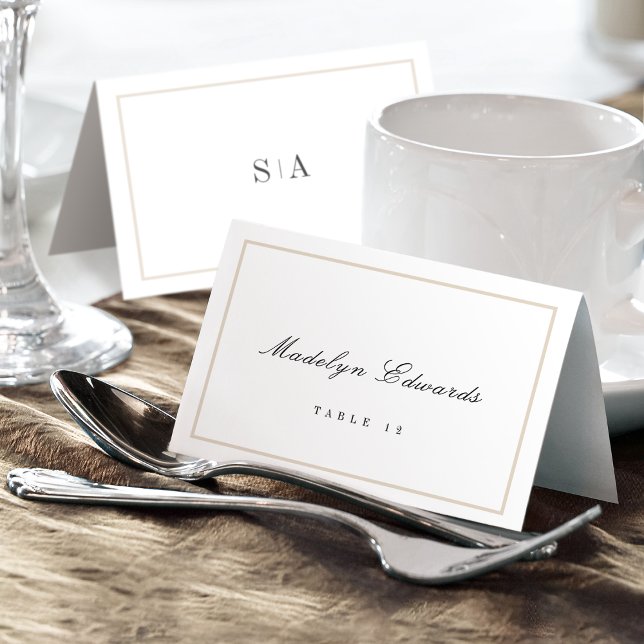 Sofistikerad monogram minimal vikbar platskort bordsnummer (Sophisticated monogram minimal Foldable Place Card)