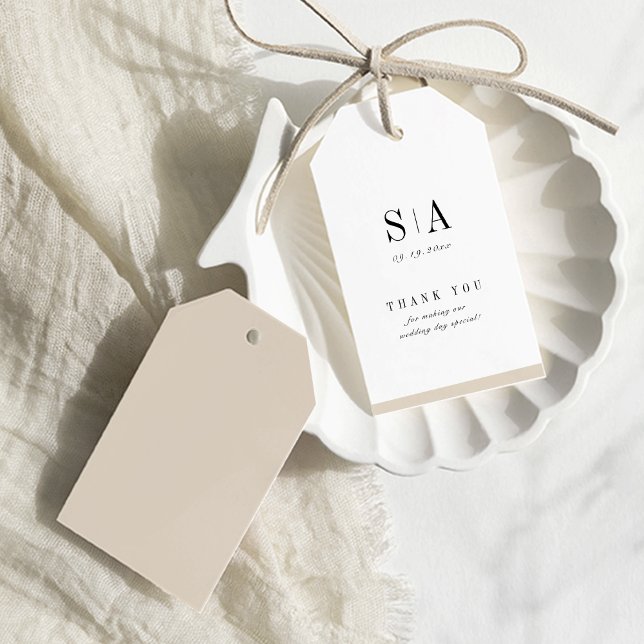 Sofistikerad monogram minimalistisk vigsel presentetikett (Sophisticated monogram minimalist wedding gift tags)