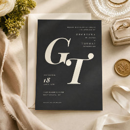 Sofistikerad monogram | Svart elfenbensvit vigsel