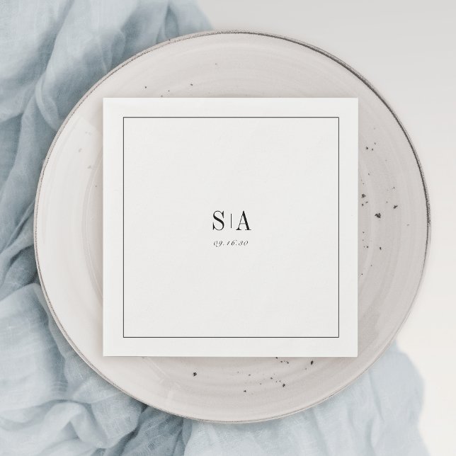 Sofistikerad monogram svartvit minimalist pappersservett (Sophisticated monogram black and white minimalist napkins)