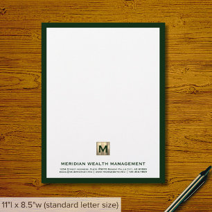 Sofistikerad Mörk grönt Guld-monogram Letterhead Brevhuvud