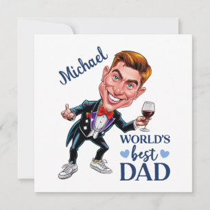 Sofistikerad och Roligt Pappa Caricature Keepsak Julkort