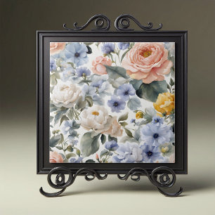 Sofistikerad Pastel Ro Peonies och Anemones Kakelplatta