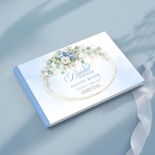 Sofistikerad Pastellblå Kransblommor Guld Bok