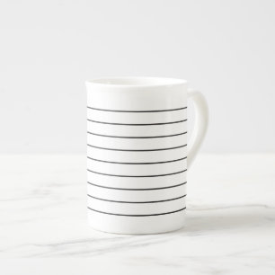 Sofistikerad Rand Black and White Tea Kopp Benporslin Mugg