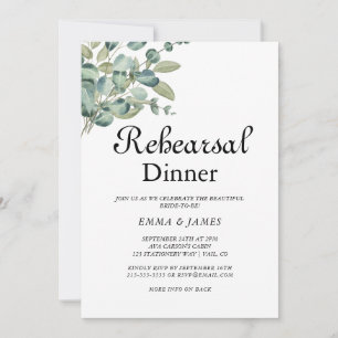 Sofistikerad Rehearsal Dinner-inbjudan med grönska Inbjudningar