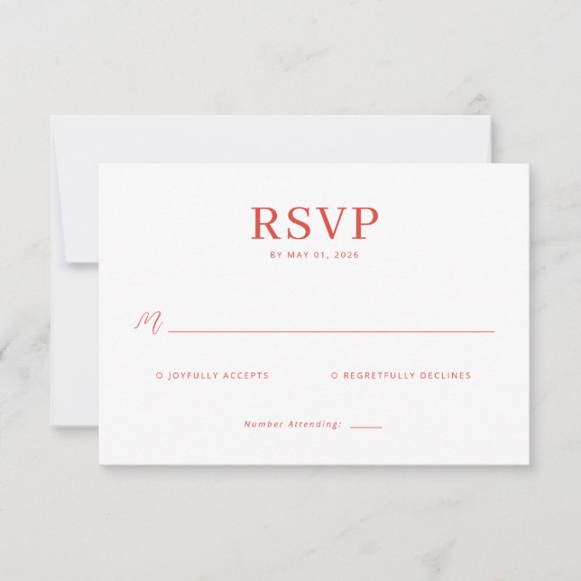 Sofistikerad röd RSVP-kort OSA Kort (Framsida)