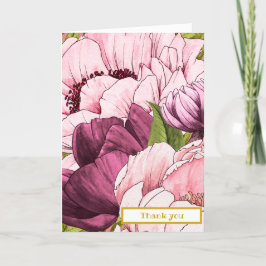 Sofistikerad Rosa Peony Flowers Personlig Tack Kort