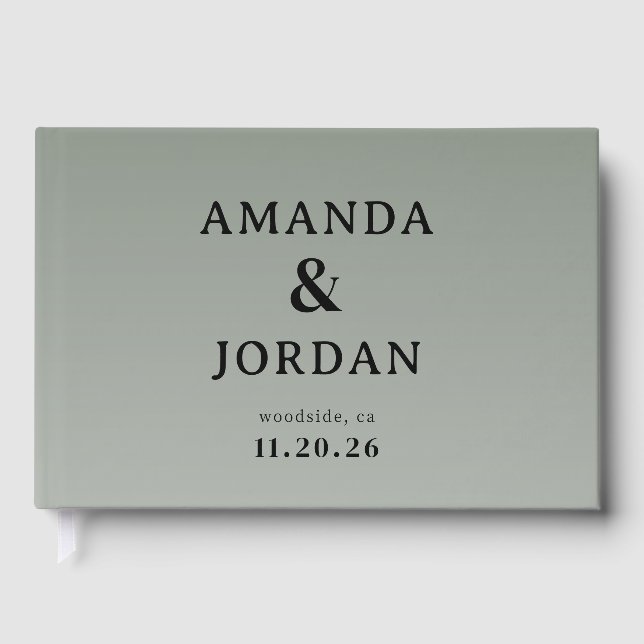 Sofistikerad Sage Minimalistisk Typografisk Gästböcker (Framsida)