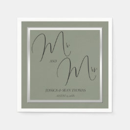 Sofistikerad Sage & Silver Bröllop Pappersservett