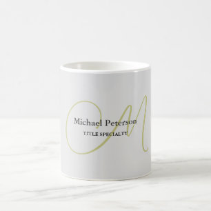 Sofistikerad skriptmonogram - första modern kaffemugg