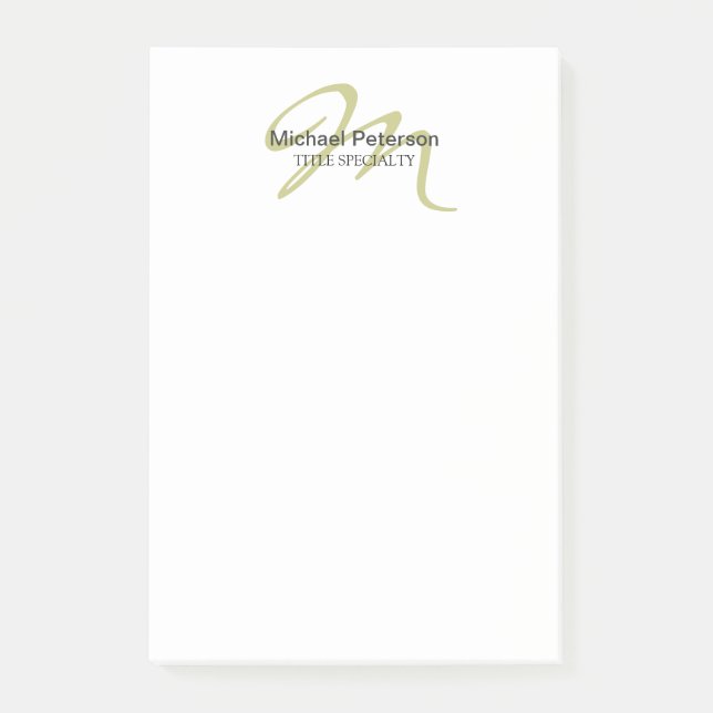 Sofistikerad skriptmonogram - första modern post-it block (Framsida)