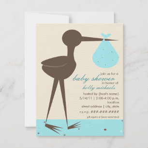 Sofistikerad Stork Robin's Egg Blue Baby Shower Inbjudningar
