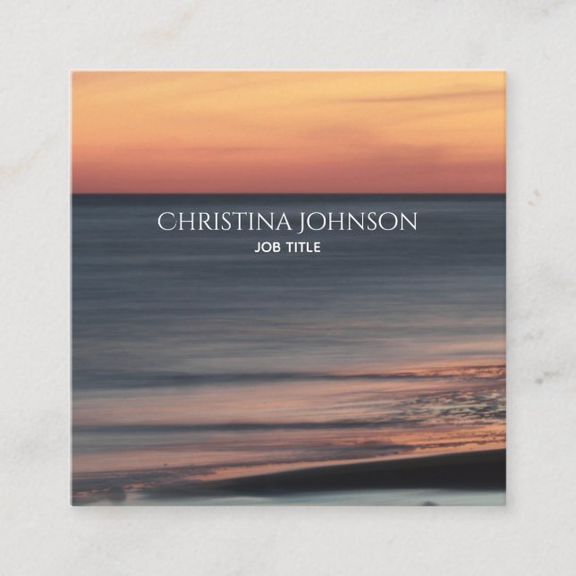 Sofistikerad strandsolnedgånganpassningsbar fyrkantigt visitkort (Framsida)