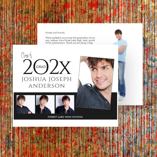 Sofistikerad Studenten Photo Collage Black Anteckningskort (Skapare uppladdad)