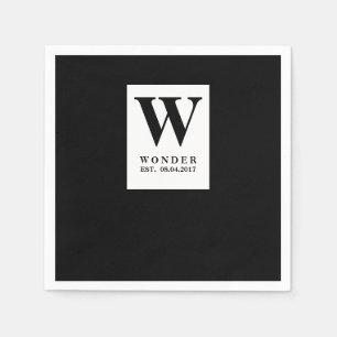 Sofistikerad svart monogram Minimalistisk vigsel Pappersservett